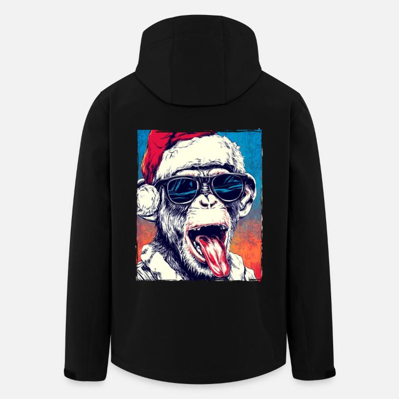 Affe Weihnachtsmütze Weihnachten - Recycelte Männer Softshell-Jacke von Stanley/Stella - Schwarz
