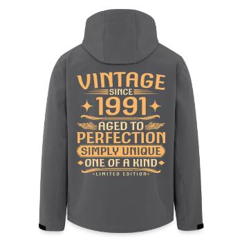 Vintage 1991 Jahrgang geboren - 35 Jahre alt - Recycelte Männer Softshell-Jacke von Stanley/Stella - Schwarz - Hinten - AI Model Male 185 light (185cm)