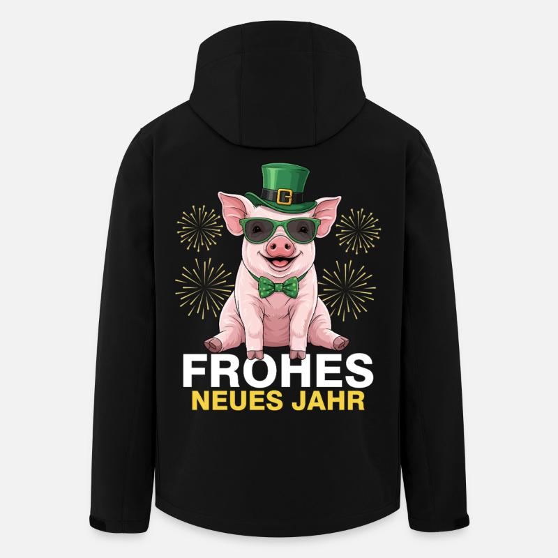Bonne Année Cochon Porte-Bonheur - Veste softshell homme en polyester recyclé Stanley/Stella - noir