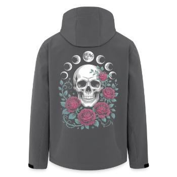 Gothic Skull with Moon Phases and Roses Design - Men’s Recycled Softshell Jacket by Stanley/Stella - black - Back - AI Model Male 185 light (185cm)