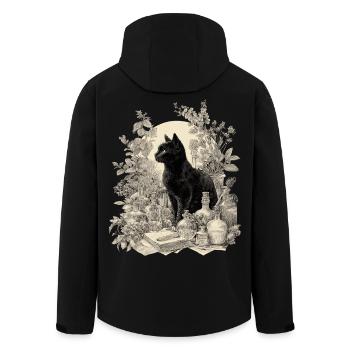 Chat Noir Vintage Apothicaire - Veste softshell homme en polyester recyclé Stanley/Stella - noir - Dos - AI Model Male 185 light (185cm)