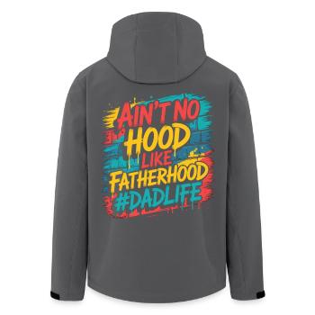 Ain't No Hood Like Fatherhood – Dad Shirt - Men’s Recycled Softshell Jacket by Stanley/Stella - black - Back - AI Model Male 185 light (185cm)