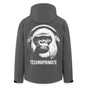 Techno Primate Kopfhörer Ape Art # 4 Weiß - Recycelte Männer Softshell-Jacke von Stanley/Stella - Anthrazit - Hinten - AI Model Male 185 light (185cm)