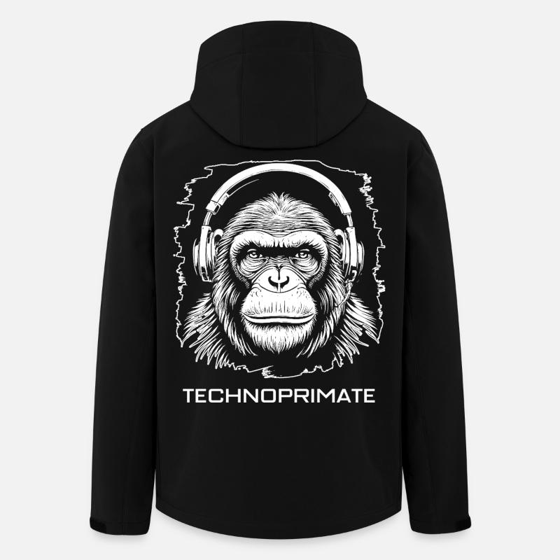 Techno Primate Headphone Ape Art #6 White - Men’s Recycled Softshell Jacket by Stanley/Stella - black