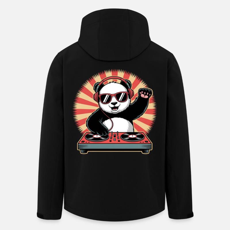 Panda DJ with headphones - Men’s Recycled Softshell Jacket by Stanley/Stella - black