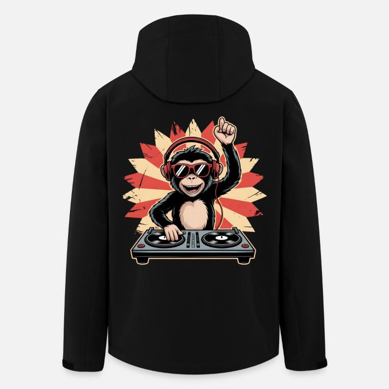 Affe DJ im Sonnenkreis - Recycelte Männer Softshell-Jacke von Stanley/Stella - Schwarz