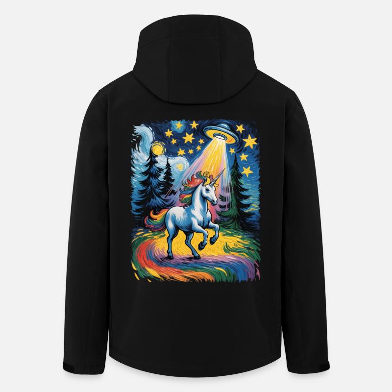 Leuchtendes Einhorn im Sternenrausch - Recycelte Männer Softshell-Jacke von Stanley/Stella - Schwarz