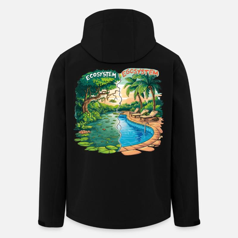 Ecosystem vs Egosystem Eco-Friendly Message - Men’s Recycled Softshell Jacket by Stanley/Stella - black