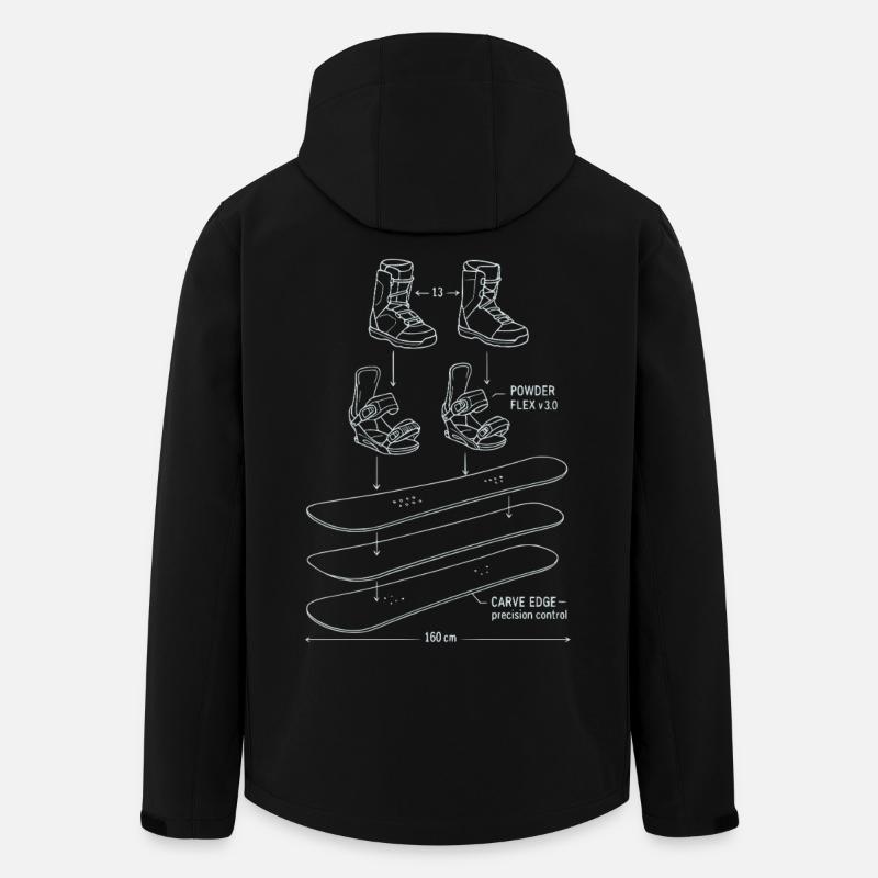 Snowboard Blueprint Technik Design - Recycelte Männer Softshell-Jacke von Stanley/Stella - Schwarz