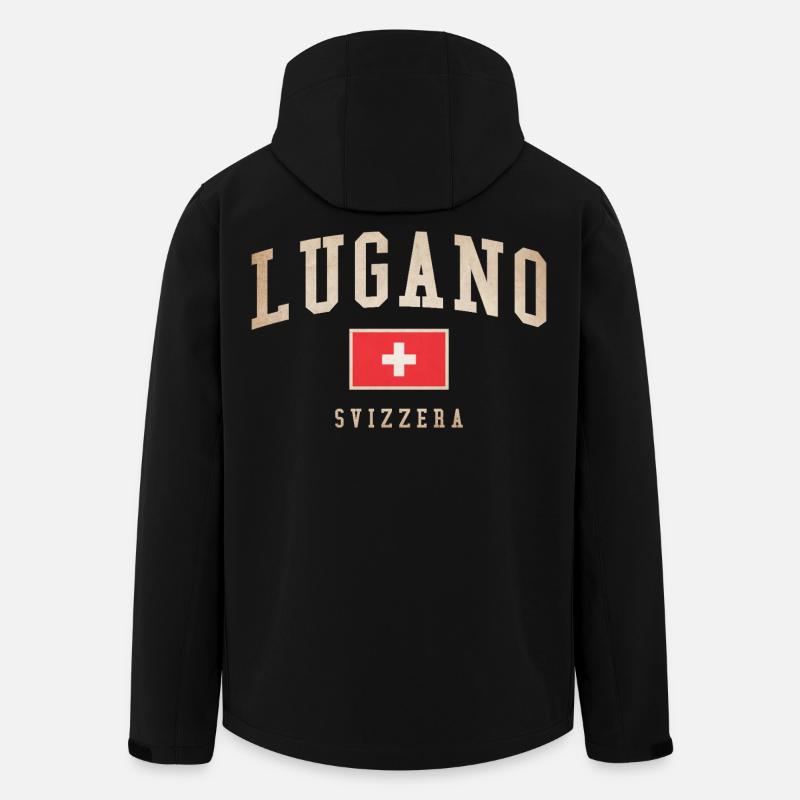Lugano Swiss Flag Emblem - Men’s Recycled Softshell Jacket by Stanley/Stella - black