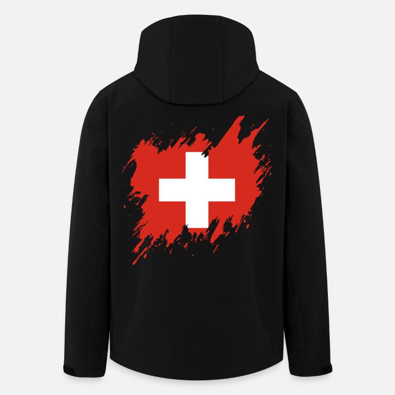 Flagge der Schweiz, Rissstil - Recycelte Männer Softshell-Jacke von Stanley/Stella - Schwarz