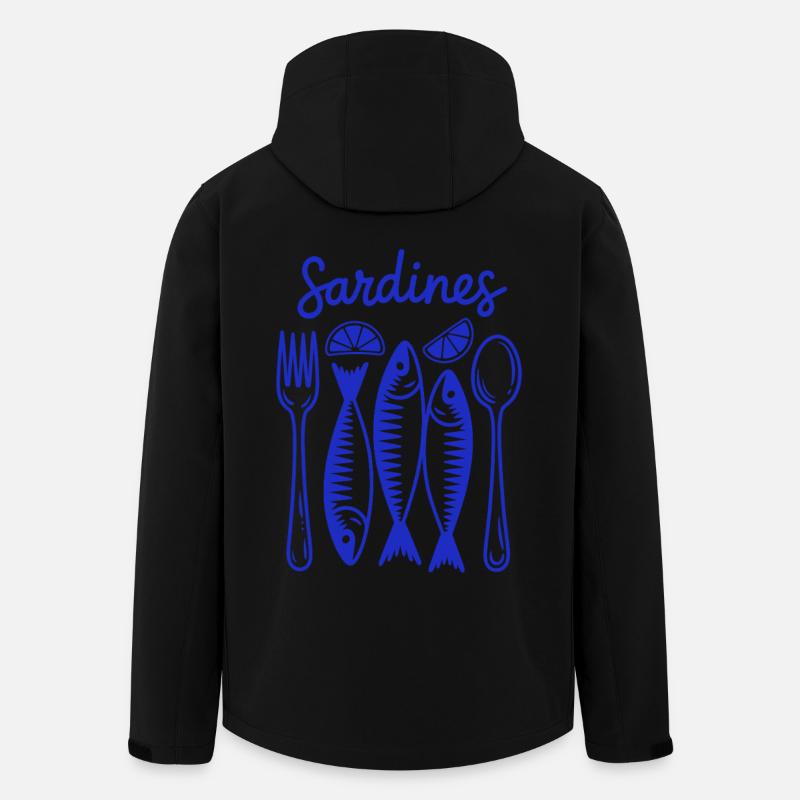 Festin de sardines Illustration bleue - Veste softshell homme en polyester recyclé Stanley/Stella - noir