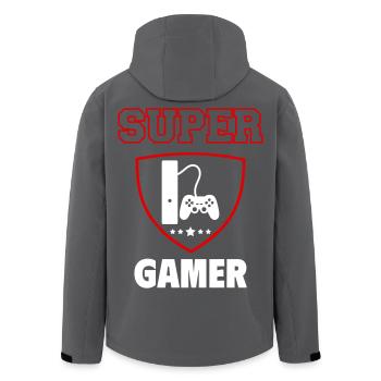 Super gamer, father's day, christmas - Men’s Recycled Softshell Jacket by Stanley/Stella - black - Back - AI Model Male 185 light (185cm)