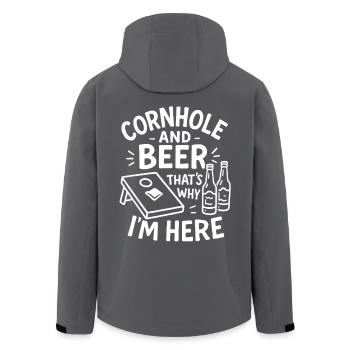 Cornhole und Bier – Darum bin ich hier - Recycelte Männer Softshell-Jacke von Stanley/Stella - Schwarz - Hinten - AI Model Male 185 light (185cm)