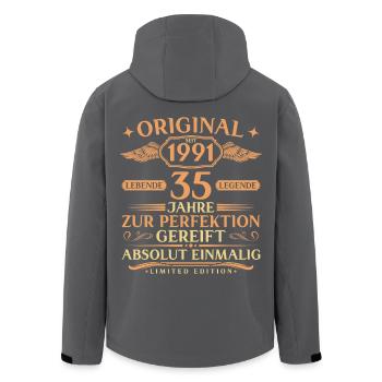 35. Geburtstag Geschenkidee Jahrgang 1991 geboren - Recycelte Männer Softshell-Jacke von Stanley/Stella - Schwarz - Hinten - AI Model Male 185 light (185cm)
