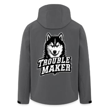 Husky – FAUTEUR DE TROUBLES | Conception de chien drôle - Veste softshell homme en polyester recyclé Stanley/Stella - noir - Dos - AI Model Male 185 light (185cm)