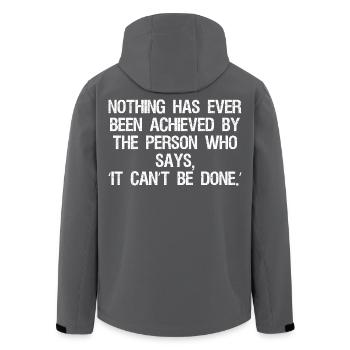 nothing has ever been achieved by the person who - Recycelte Männer Softshell-Jacke von Stanley/Stella - Schwarz - Hinten - AI Model Male 185 light (185cm)