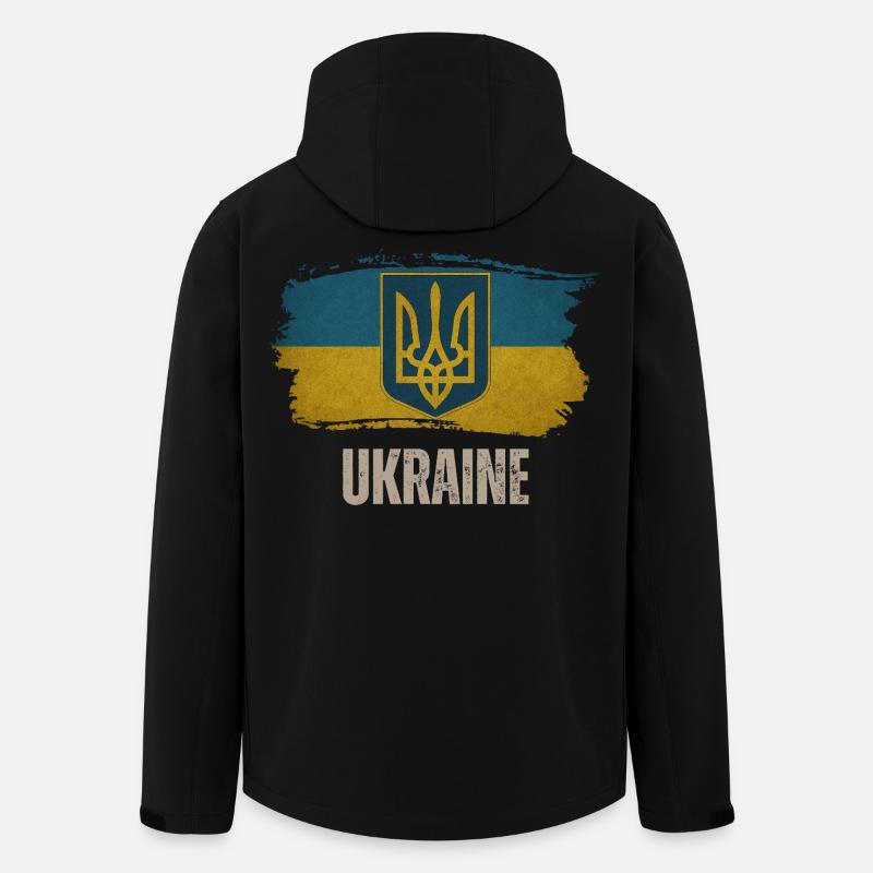 Drapeau de l’Ukraine, j’aime l’Ukraine - Veste softshell homme en polyester recyclé Stanley/Stella - noir