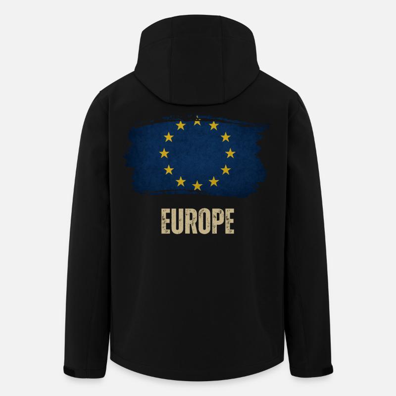 Drapeau grunge de l’Europe, j’aime l’Europe - Veste softshell homme en polyester recyclé Stanley/Stella - noir