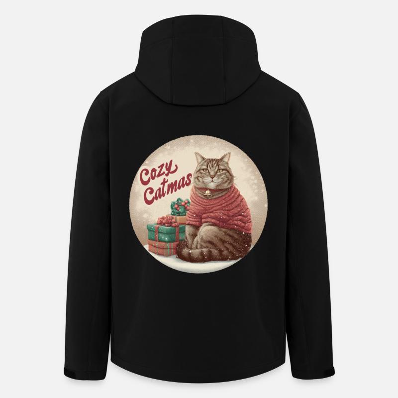 Weihnachtskatzen-Shirt Cozy Tabby im Weihnachtsmann-Pullover - Recycelte Männer Softshell-Jacke von Stanley/Stella - Schwarz