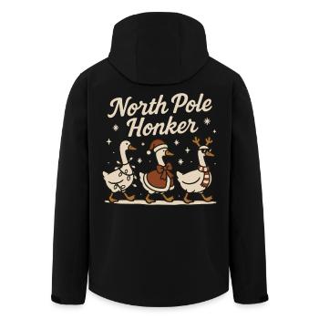 Nordpol Honker Gans Weihnachten Lustiger Weihnachtsmann - Recycelte Männer Softshell-Jacke von Stanley/Stella - Schwarz - Hinten - AI Model Male 185 light (185cm)