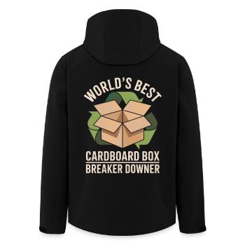 World's Best Cardboard Box Breaker Downer - Men’s Recycled Softshell Jacket by Stanley/Stella - black - Back - AI Model Male 185 light (185cm)