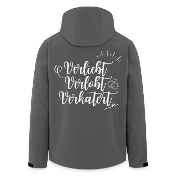 Verliebt. Verlobt. Verkatert. - Recycelte Männer Softshell-Jacke von Stanley/Stella - Schwarz - Hinten - AI Model Male 185 light (185cm)