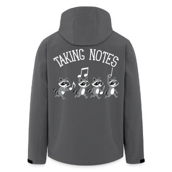 Waschbär Musiknoten Musik - Recycelte Männer Softshell-Jacke von Stanley/Stella - Schwarz - Hinten - AI Model Male 185 light (185cm)