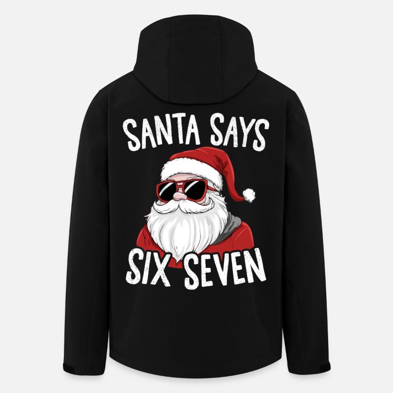 Sjov julemand siger seks syv jul 6 7 Meme Xmas - Stanley/Stella herre softshelljakke i genanvendt polyester - sort