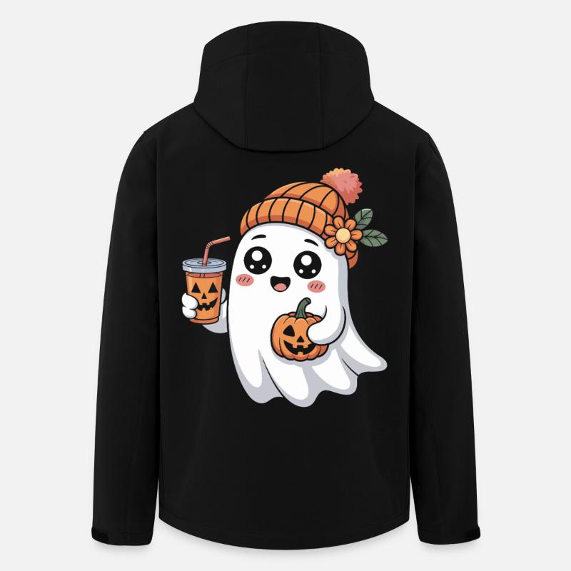 Ghost Halloween Pumpkin Latte Fun - Men’s Recycled Softshell Jacket by Stanley/Stella - black