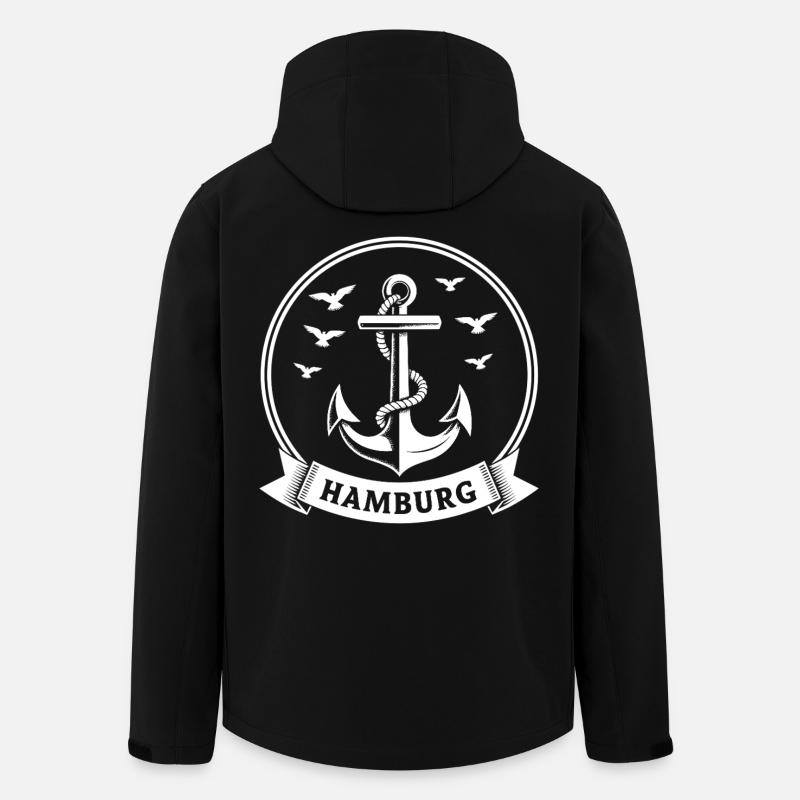 Hamburg Anker Maritimes Wappen Moin - Recycelte Männer Softshell-Jacke von Stanley/Stella - Schwarz