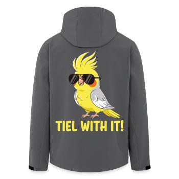 Cockatiel Parakeet Humor Bird - Men’s Recycled Softshell Jacket by Stanley/Stella - black - Back - AI Model Male 185 light (185cm)
