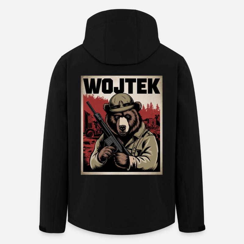 Wojtek Der Kriegsheld Bär - Recycelte Männer Softshell-Jacke von Stanley/Stella - Schwarz