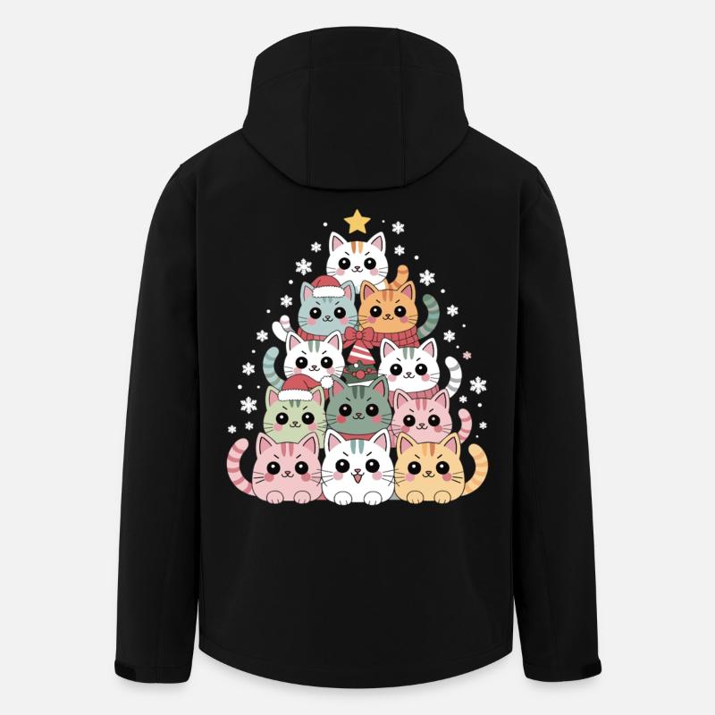 Katzen Weihnachtsbaum – Lustige Xmas Cat - Recycelte Männer Softshell-Jacke von Stanley/Stella - Schwarz