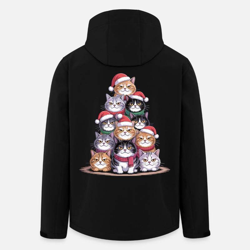 Katzen Weihnachtsbaum – Lustige Xmas Cat - Recycelte Männer Softshell-Jacke von Stanley/Stella - Schwarz