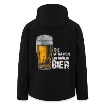 La situation exige de la bière – drôle de dicton - Veste softshell homme en polyester recyclé Stanley/Stella - noir - Dos - AI Model Male 185 light (185cm)