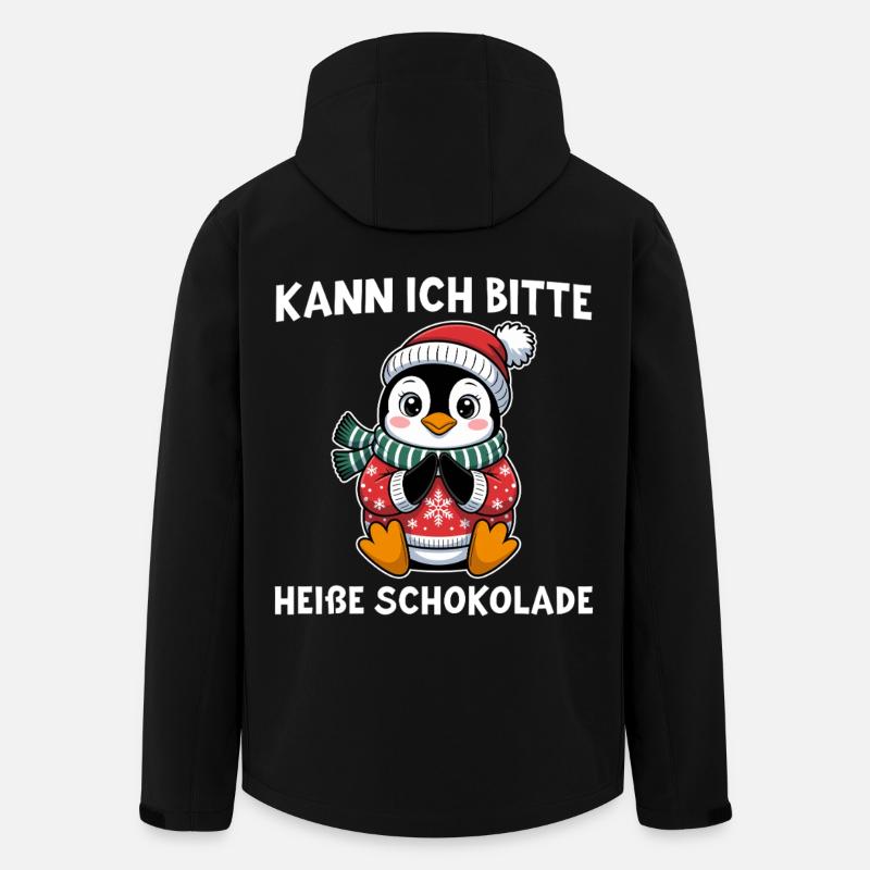 Pinguin mit Weihnachtsmütze Heiße Schokolade - Recycelte Männer Softshell-Jacke von Stanley/Stella - Schwarz