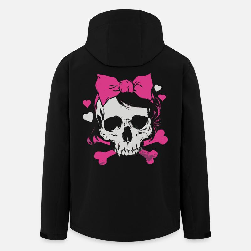 Pink Skull with Braids and Bows - Men’s Recycled Softshell Jacket by Stanley/Stella - black