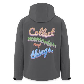 Collect Memories Not Things - Men’s Recycled Softshell Jacket by Stanley/Stella - black - Back - AI Model Male 185 light (185cm)