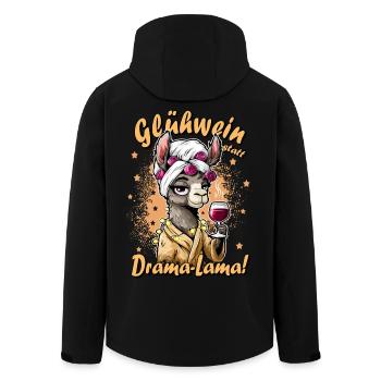 Gluehwein statt Drama Bürohumor Kollegen Geschenk - Recycelte Männer Softshell-Jacke von Stanley/Stella - Schwarz - Hinten - AI Model Male 185 light (185cm)