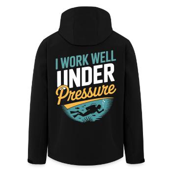 Diver Scuba Diving I work well under pressure - Men’s Recycled Softshell Jacket by Stanley/Stella - black - Back - AI Model Male 185 light (185cm)