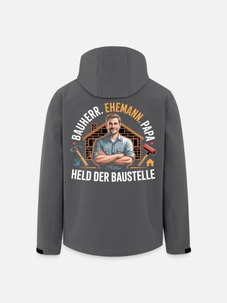 Held der Baustelle – Papa, Ehemann & Bauherr - Recycelte Männer Softshell-Jacke von Stanley/Stella - Schwarz