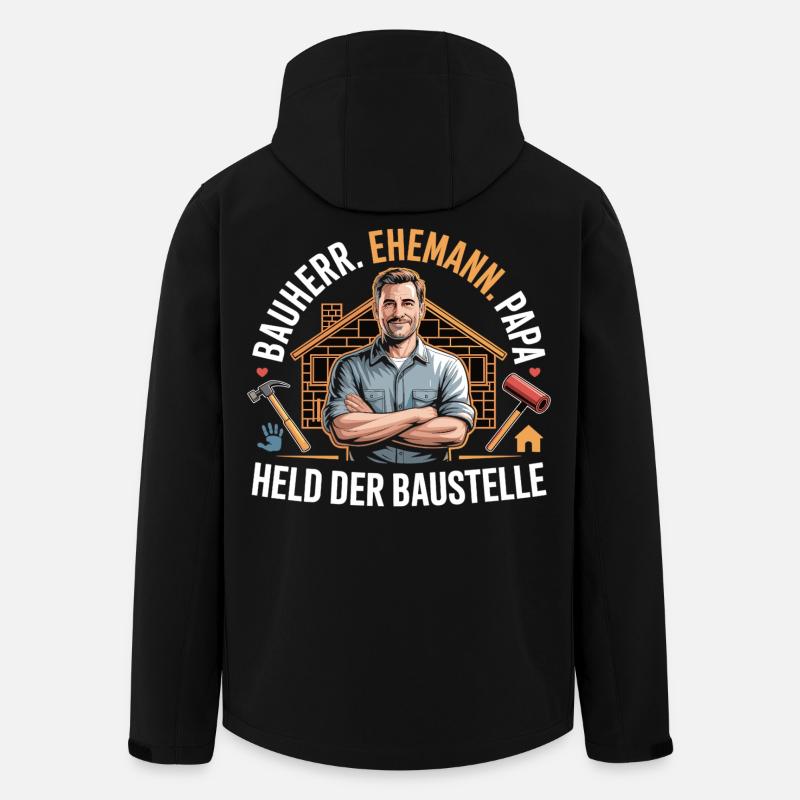Held der Baustelle – Papa, Ehemann & Bauherr - Recycelte Männer Softshell-Jacke von Stanley/Stella - Schwarz