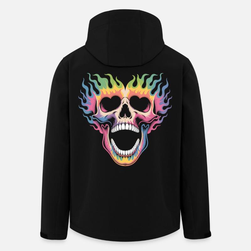 Skull Shirt mit Regenbogen Flammen - Recycelte Männer Softshell-Jacke von Stanley/Stella - Schwarz