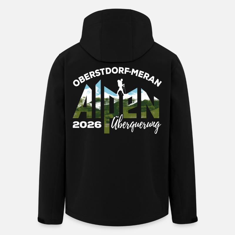Alpenüberquerung 2026, Oberstdorf Meran, Wandern - Recycelte Männer Softshell-Jacke von Stanley/Stella - Schwarz