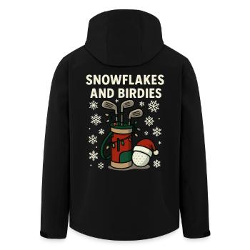 Schneeflocken Und Birdies Urlaub Golfspaß - Recycelte Männer Softshell-Jacke von Stanley/Stella - Schwarz - Hinten - AI Model Male 185 light (185cm)