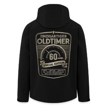 60th Birthday 60s 60th 60th Anniversary Vintage Car - Men’s Recycled Softshell Jacket by Stanley/Stella - black - Back - AI Model Male 185 light (185cm)
