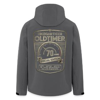 70th Birthday 70s 70th 70th Anniversary Vintage Car - Men’s Recycled Softshell Jacket by Stanley/Stella - black - Back - AI Model Male 185 light (185cm)