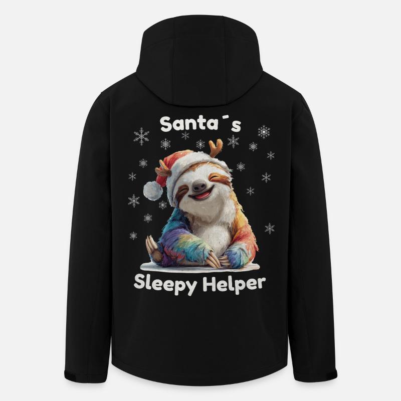 Santa’s Sleepy Helper – Weihnachts Faultier - Recycelte Männer Softshell-Jacke von Stanley/Stella - Schwarz
