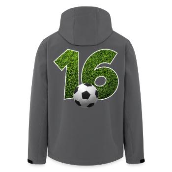 NON. 16 NUMÉRO 16 FOOTBALL 16E ANNIVERSAIRE - Veste softshell homme en polyester recyclé Stanley/Stella - noir - Dos - AI Model Male 185 light (185cm)